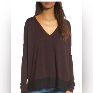 Rag & Bone Double Vee Lightweight Sweater burgundy/black Women’s Size S/P